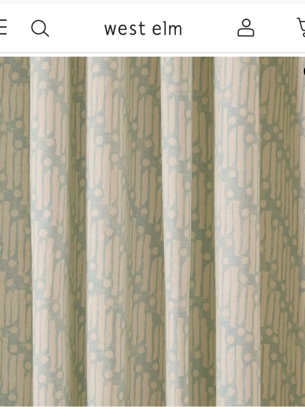 West Elm Blue & Cream Curtains with Blue Scalloped Edge